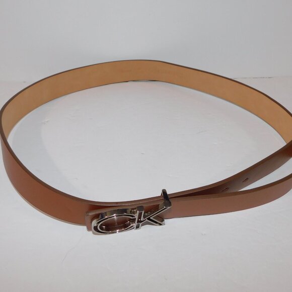 Calvin Klein Tan Leather Belt with Monogram Buckle Unisex Large 38 - 40 - Picture 4 of 5